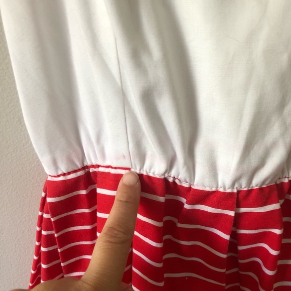 *SOLD* Vintage red white monstera print day dress - Picture 10 of 16